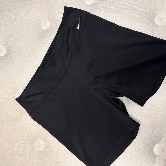 Nike Black Bike Shorts with White Swoosh - Picture 2 of 3